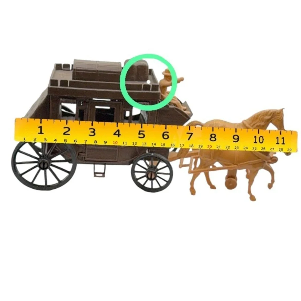Vintage Western Stagecoach Horses Wagon Toy USA Processed Plastic Co 7665